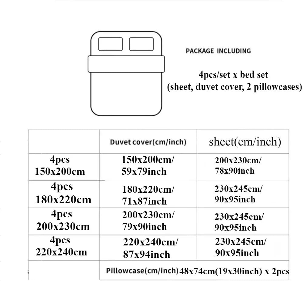 4pcs/set Bedding Set Simplicity Style Twin Queen Size Duvet Cover Flat Sheet Pillowcase Kids Adult Comforter Sets Home Textile