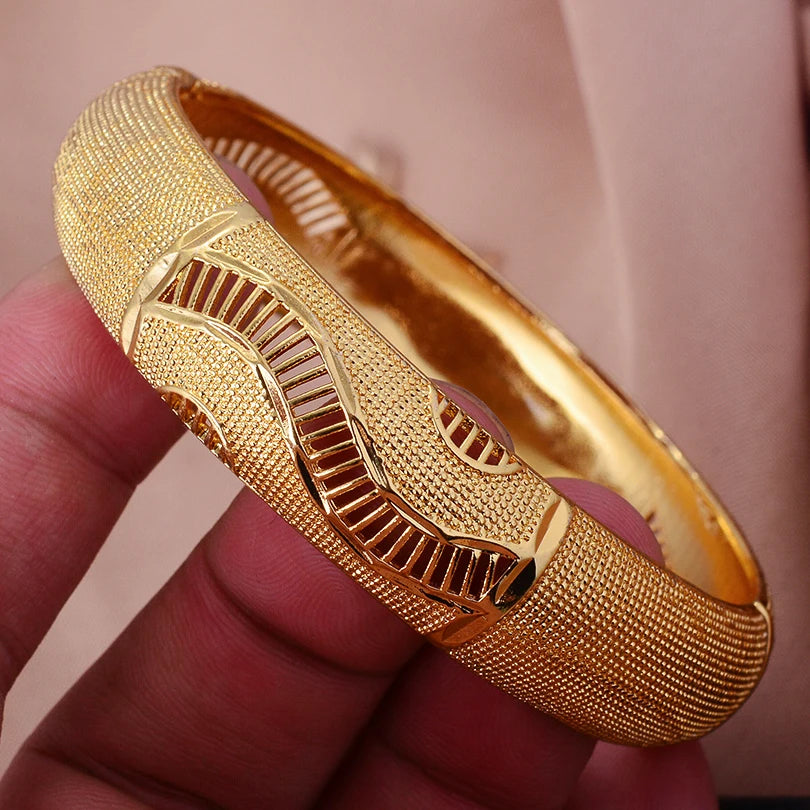 24K 1pcs  France Dubai Bangles Gold Jewelry Gold Color Bangles For Ethiopian Bangles & Bracelets Ethiopian Jewelry Bangles
