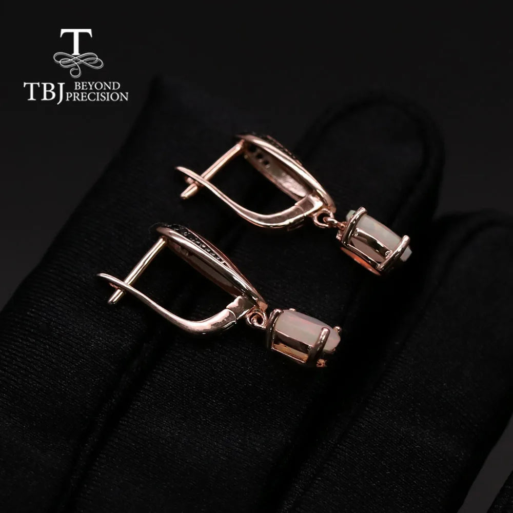 2026,Natural Ethiopia Opal Ring earrings Jewelry Set 925 sterling silver simple fashion design for women anniversary gift