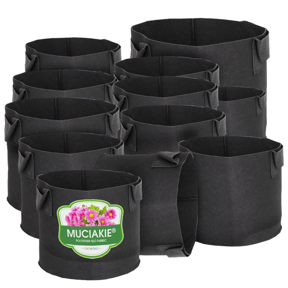 1-30 Gallon Black Grow Bags 1MM Felt Planting Nursery Pot Flower Plant Container Vegetable Tomato Potato Planters Indoor Outdoor