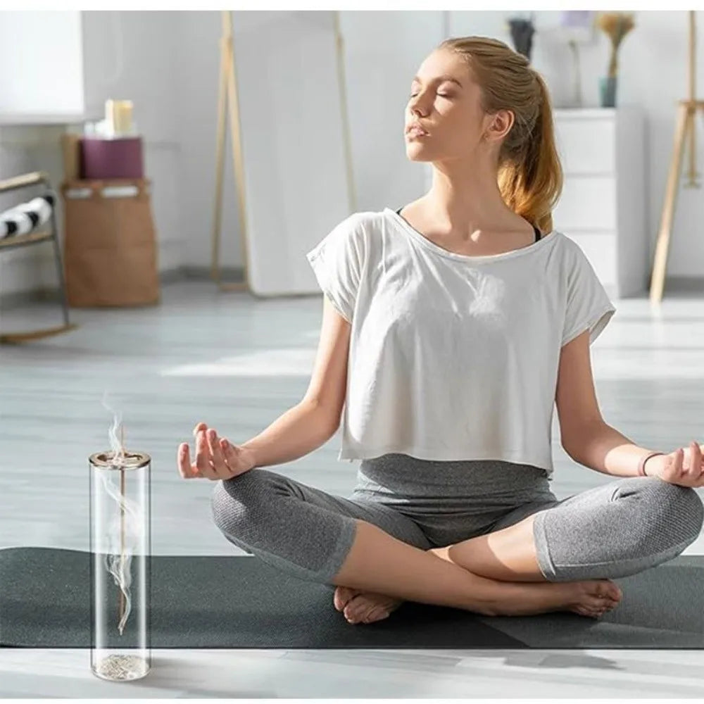 Cylindrical Shape Incense Stick Stand Transparent Minimalist Glass Incense Burner Zen Style Upside-Down Incense Holder