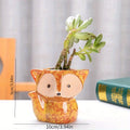 Ceramic Fox Plant Pot Micro Cute Mini Potted Succulents Small Flower Pots Bonsai Cartoon Planter Home Flower Pots Decorative