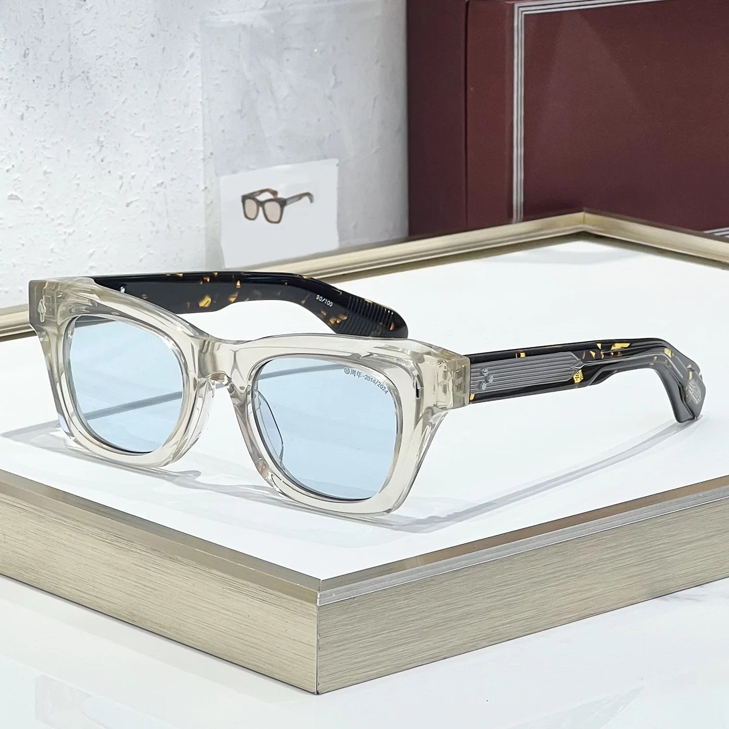 Dearan 10th Anniversary Luxury Retro Sunglasses Exquisite Cat Eye Thick Acetate Handmade UV400 Neutral Glasses