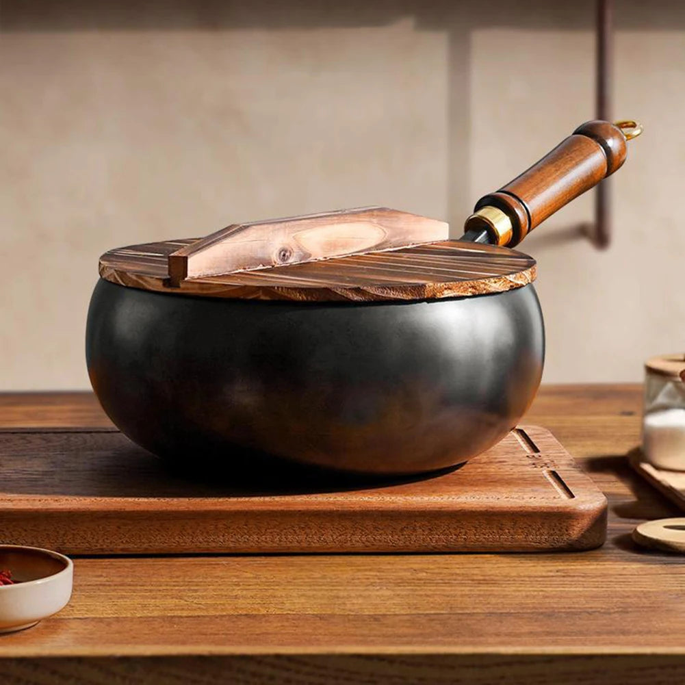 1pcs Iron Pot Big Belly Pot Pure Hand Forged Small Frying Pan Uncoated Iron Pot Non-stick Household Wok ﻿