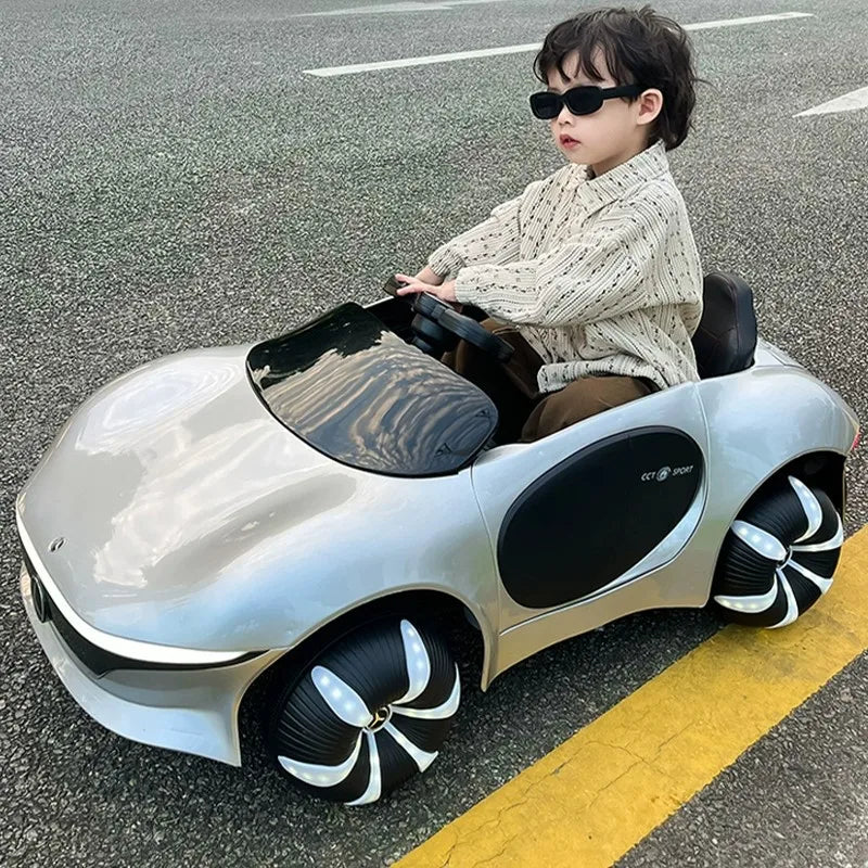 Electric Ride On Car 4WD with Remote Control - Battery Powered Toy Vehicle with Doors LED Lights Music