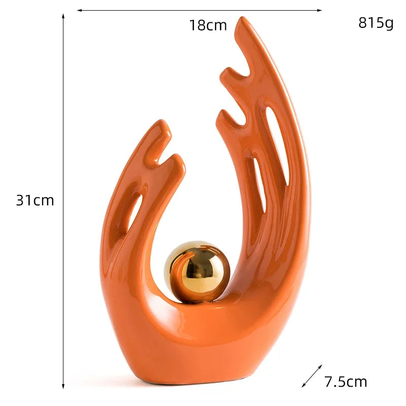 Abstract Ceramic Sculpture Golden Art Statue Modern Home Decor Accessories Living Room Desk Office Supplies Crafts Gifts