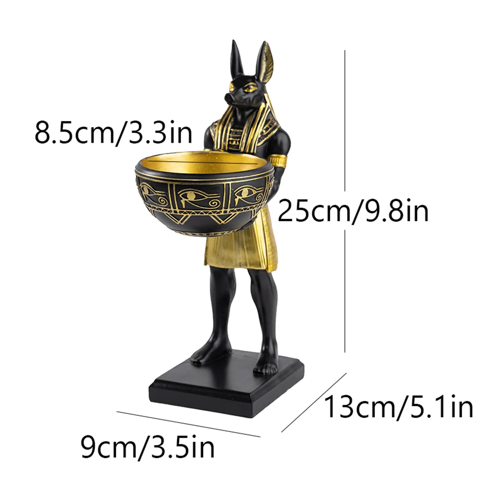 25cm Anubis God Statue Ancient Egypt Art Sculpture with Bowl Egyptian Sculpture Gift for Mythology Lovers & History Buffs
