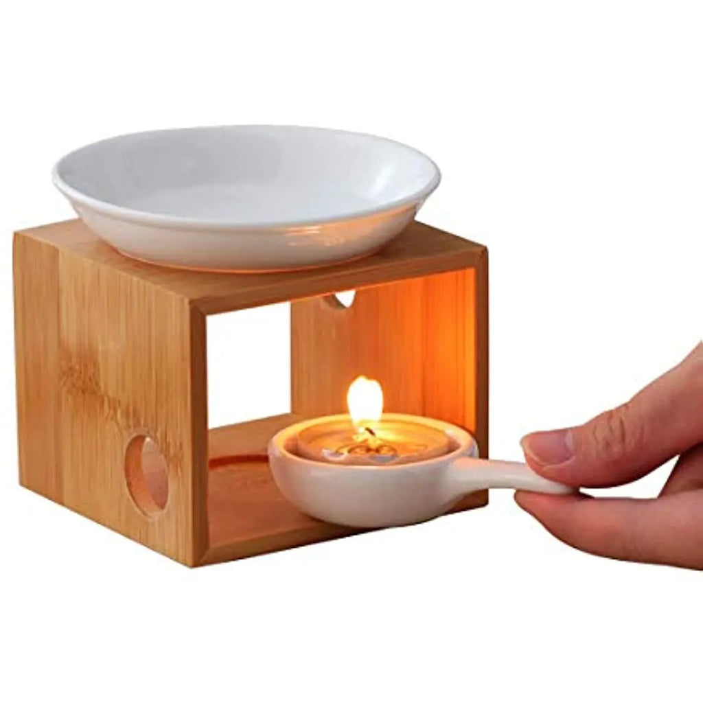 1pc Tealight Essential  Bamboo Aromatic,Arom Essential Oil Burner Diffuser,Tea Light Candle Holder Aromatherapy Oil Warmer