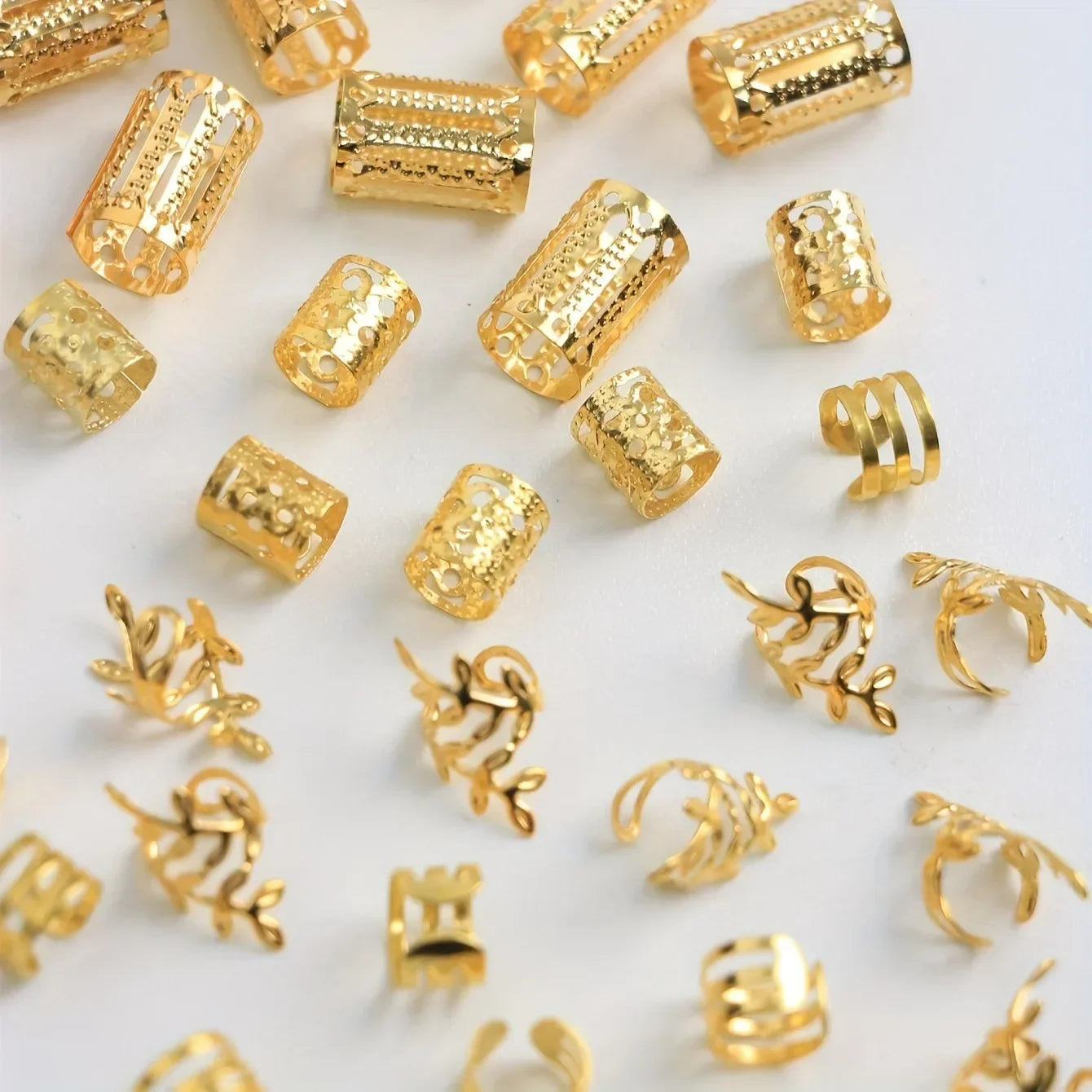 40pcs African Hair Braids mix Hair Braider Metal Hair Rings Beads Cuffs Tubes Charms Hollow Out Dread Decoration Accessories