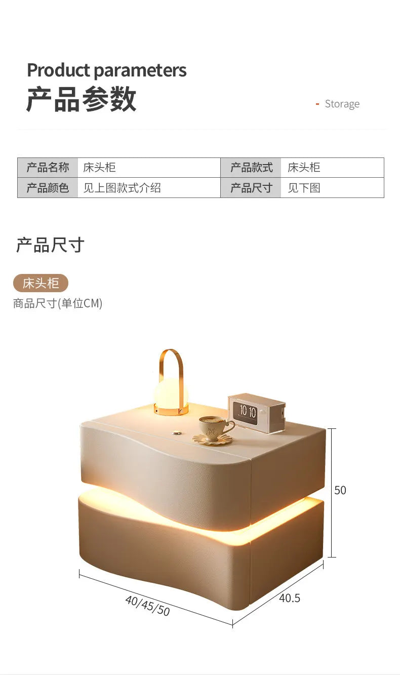 Decor Trendy Bedside Table Bedroom Luxury Organizer Wood Unique White Bedside Table Led Nordic Mesitas De Noche Home Furniture