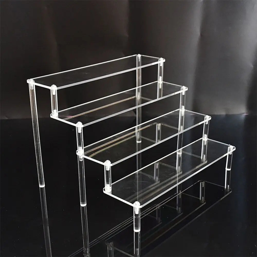 1-5 Tier Acrylic Display Stand Durable Display Rack For Cupcake Perfume Doll Transparent Trapezoidal Blind Box Storage Shelf