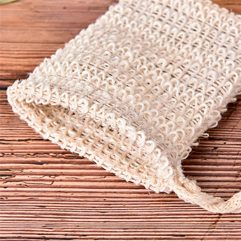 1PC New Natural Exfoliating Soap Bags Handmade Sisal Soap Bags Natural Mesh Soap Saver Pouch Holder Bath Soap Holder bathroom