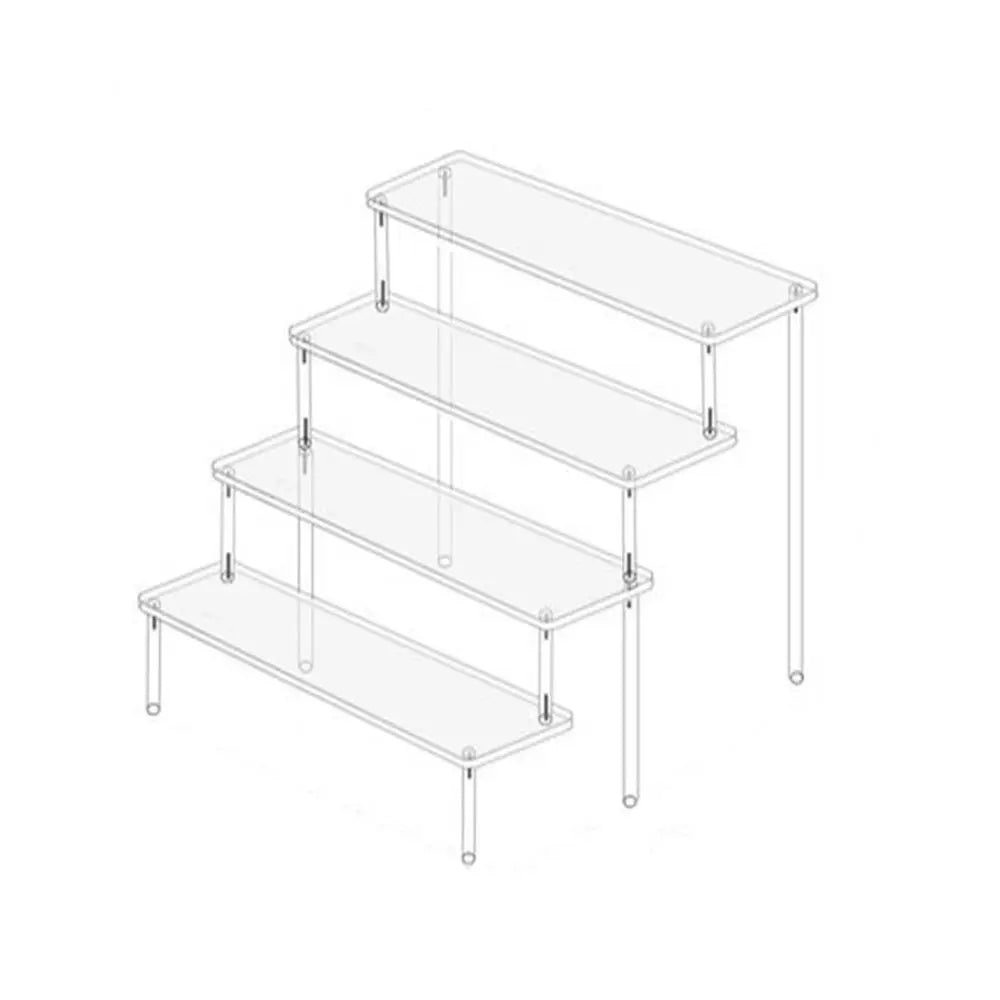 1-5 Tier Acrylic Display Stand Durable Display Rack For Cupcake Perfume Doll Transparent Trapezoidal Blind Box Storage Shelf