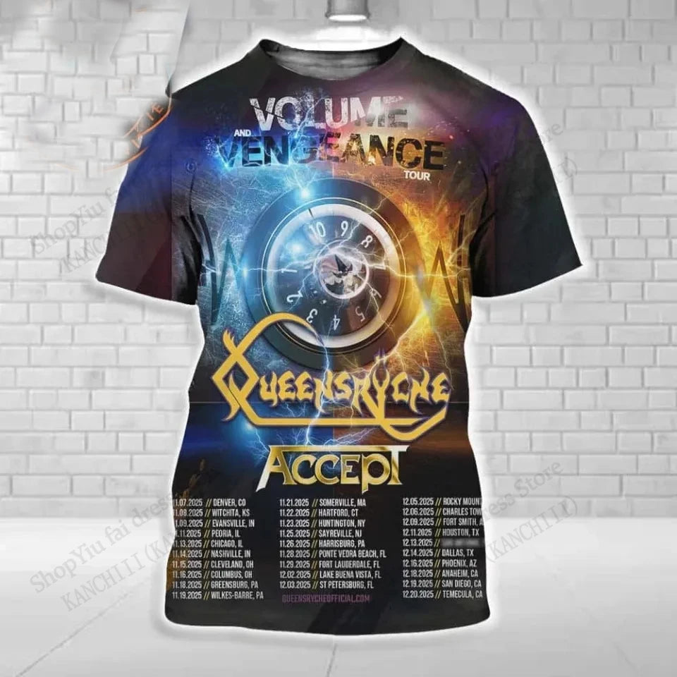 2026 New Rock Accept Band 3D Print T-shirt Men Women Fashion Oversized Short Sleeve Tshirt Kids Hip Hop Tops Tees Mens Clothing