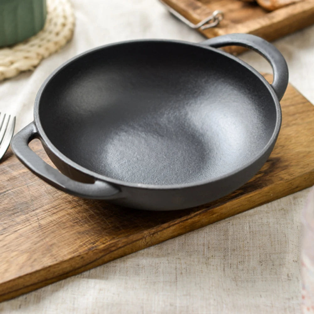 Cast Iron Pan Cooking Pot Multi-Purpose Saute Pan 19cm Fast Heat Saucepan Non-Stick Frying Pan for Camping Cooking