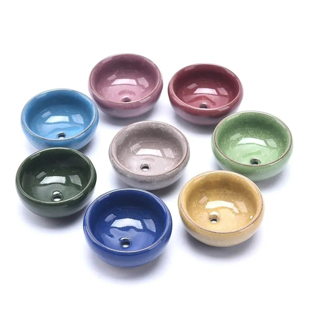 Durable Breathable Ice-Crack Glaze Ceramic Flowerpots Thickened Perforated Succulent Flowerpot Mini Cute Plants Planter Office