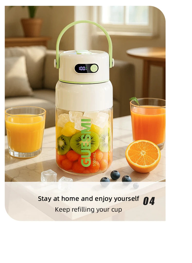 1000ML Portable Blender USB Electric Juicer Fruit Mixers Fruit Home Smoothies Mixer Multifunctional Juice Maker Machine Blender