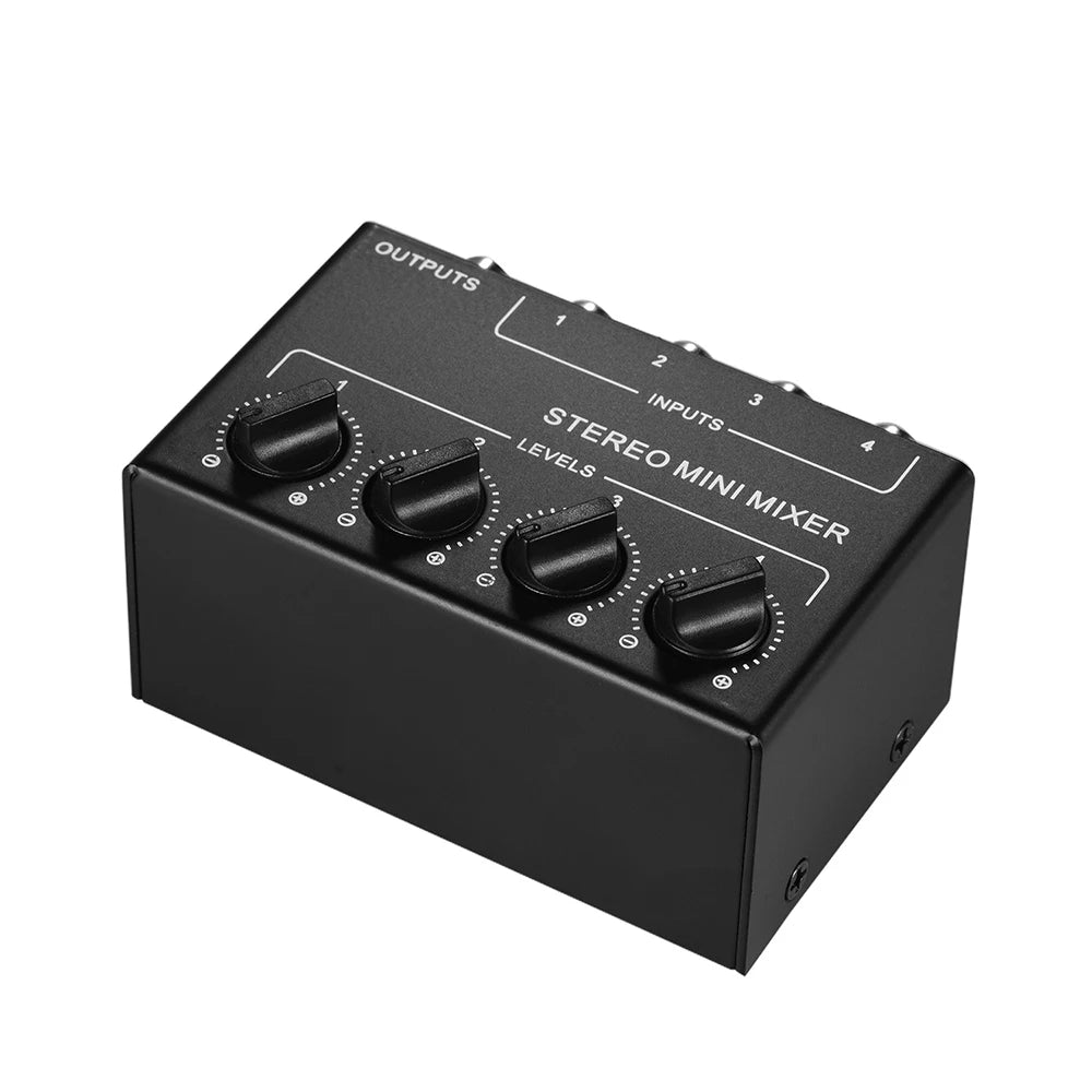 4-Channel Small Audio Mixer Stereo Dispenser Headphone Amplifier for Live Studio DJ CX400 Mini Passive Stereo Mixer RCA