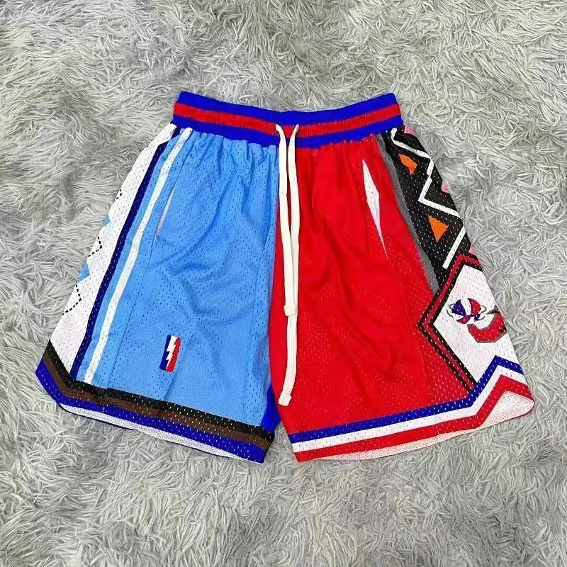 American Retro Embroidered Sports Shorts Men's Loose Casual Simple Personalized Four-point Basketball Pants Male Sportswear