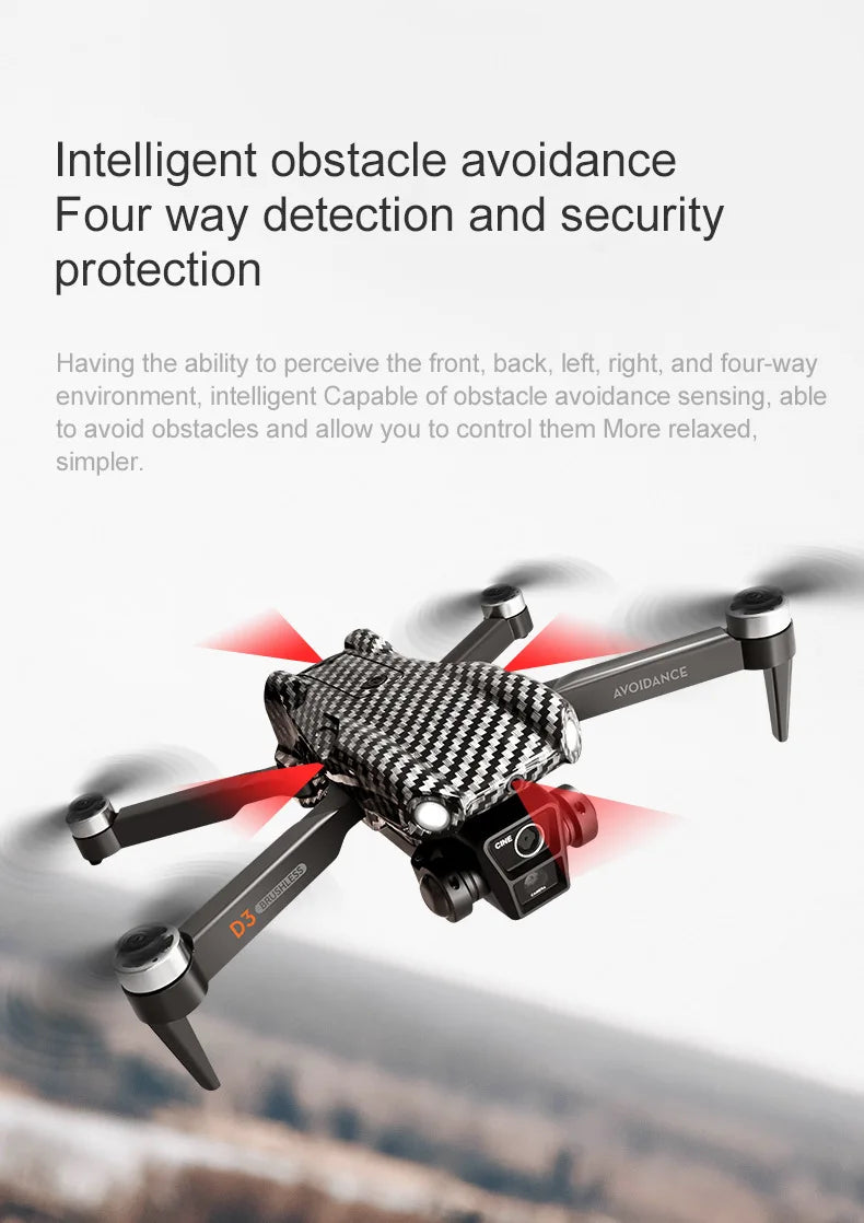 1 Set D3 Drone HD Aerial Photography Brushless Motor Dual Camera Obstacle Avoidance Optical Flow Positioning New Year Present