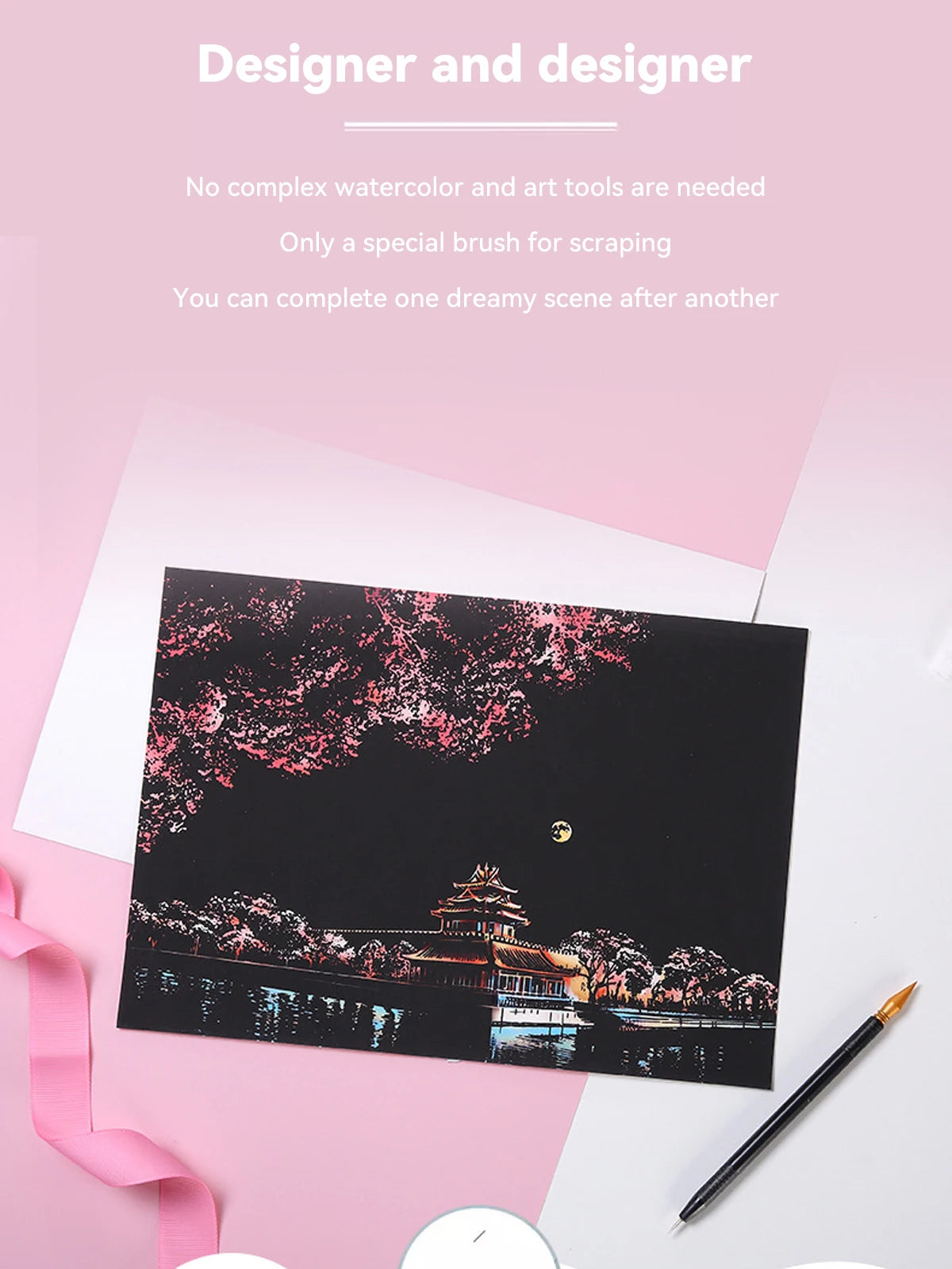 A4 Scratch Paper Art Crafts World Landscape Scraping Paintings Adult Decompression Toys Kids Creative DIY Handmade Gifts