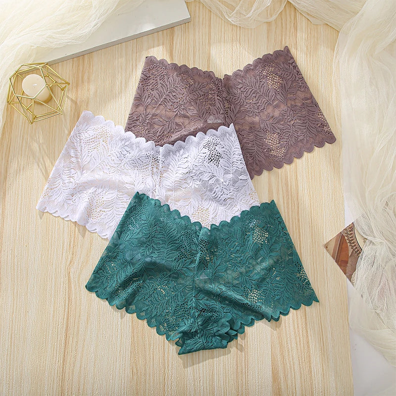 3pcs Women's Sexy Lace Bras for Women With Floral Edges seduction seamless briefs Exquisite Underwear  Comfort Underpants