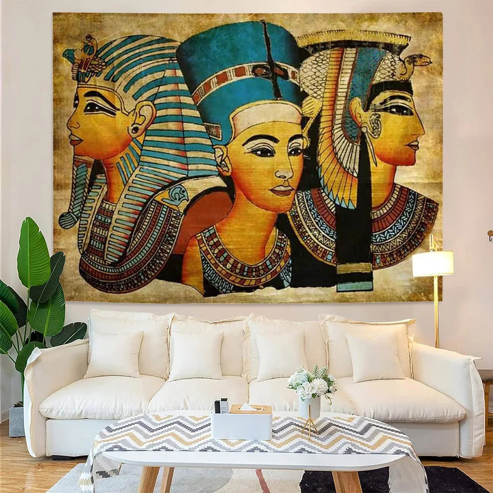 Egyptian Painting Tapestry  Nefertalis Tomb Thebes Wall Hanging Gods of Ancient Egypt Mural for Bedroom Living Room Dorm Decor