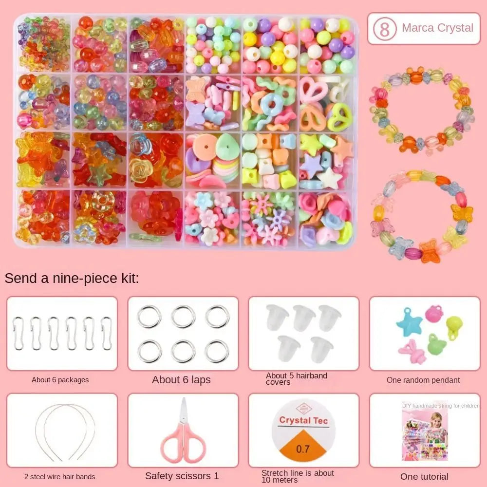 Arts Crafts DIY Handmade Beaded Kit Toy Jewelry Set Handmade Kit for Make Bracelets Beads Toys DIY Toy Kawaii