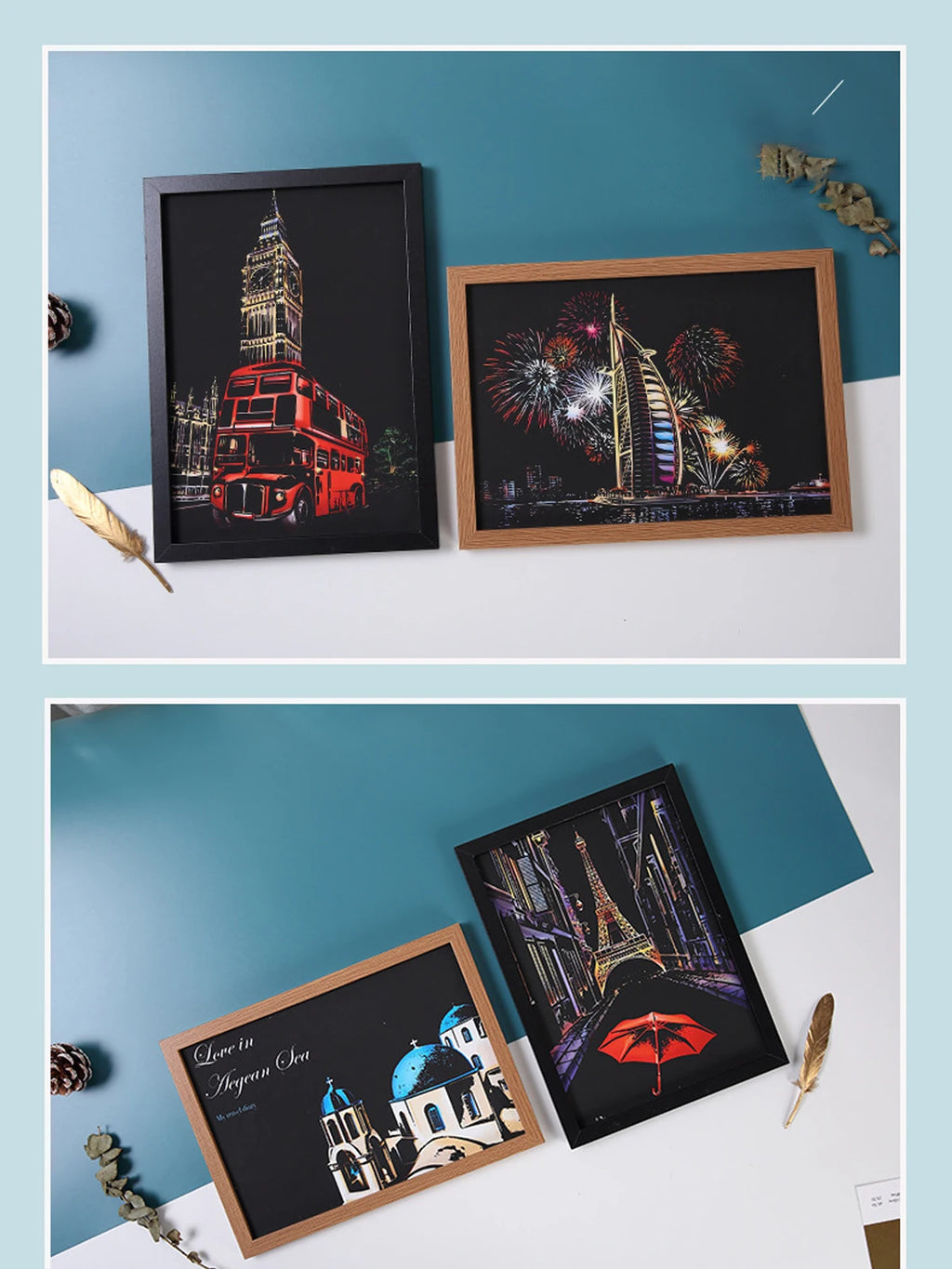 A4 Scratch Paper Art Crafts World Landscape Scraping Paintings Adult Decompression Toys Kids Creative DIY Handmade Gifts