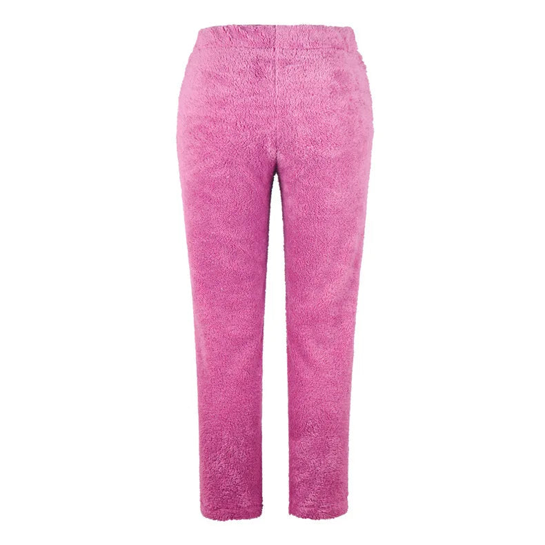 Autumn Winter New Women's Clothing Solid Color Loose Elastic Waist Plush Trousers