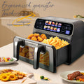 2200W Hot Air Fryer Dual Basket 9L Multi-Function Air Fryers with LED Touch Screen Timable Auto Programmes,Family Oven Size