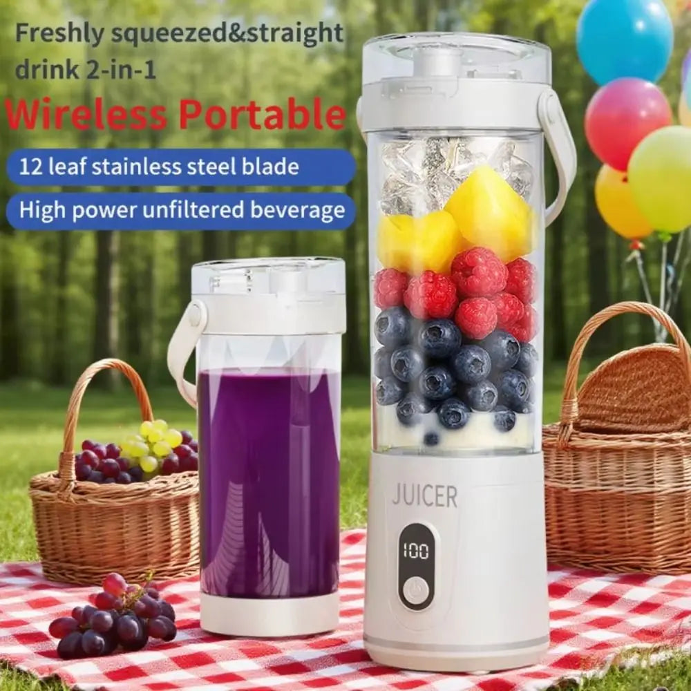 600ML Capacity Portable Blender USB Rechargeable Fresh Fruit Blender Fruit Mixers Household Fruit Cup Smoothie Blender