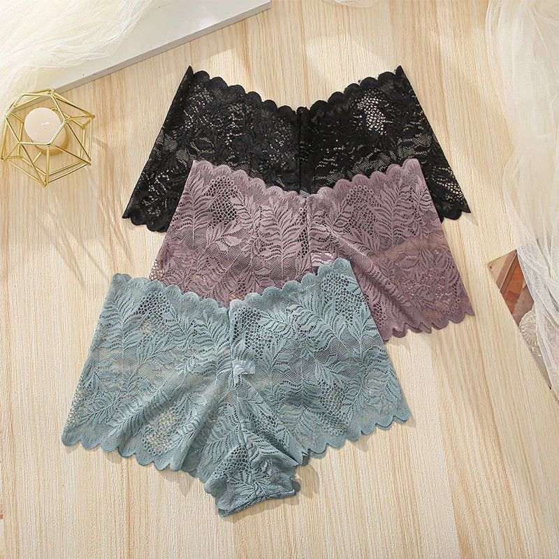 3pcs Women's Sexy Lace Bras for Women With Floral Edges seduction seamless briefs Exquisite Underwear  Comfort Underpants
