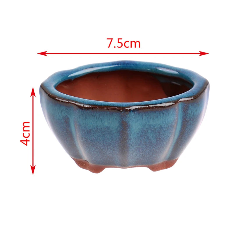 1pcs Chinese Style Bonsai Flowerpot Ventilate Purple Sands Ceramic Craft Plant Pot Planter For Home Office Desk