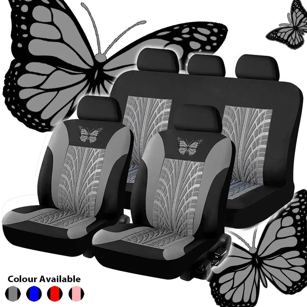 Butterfly Craft Car Seat Covers All-Season Universal Fit Special Embossed Fabric Cushions