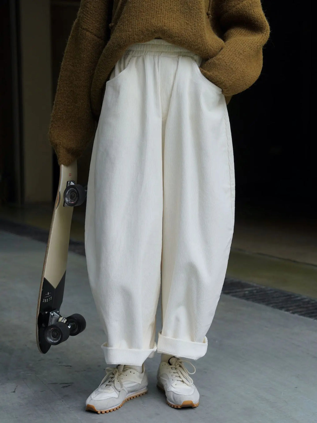 2025 Women Spring Fashion Big Wide Leg Pants Stretch High Waist Corduroy Pants Fashion Clothes 100% Cotton Pants Female Trousers