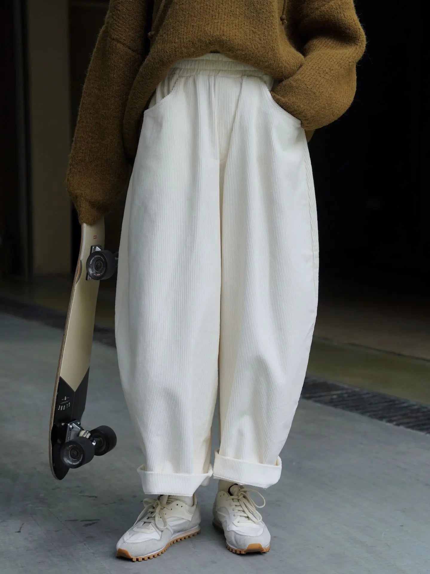 2025 Women Spring Fashion Big Wide Leg Pants Stretch High Waist Corduroy Pants Fashion Clothes 100% Cotton Pants Female Trousers