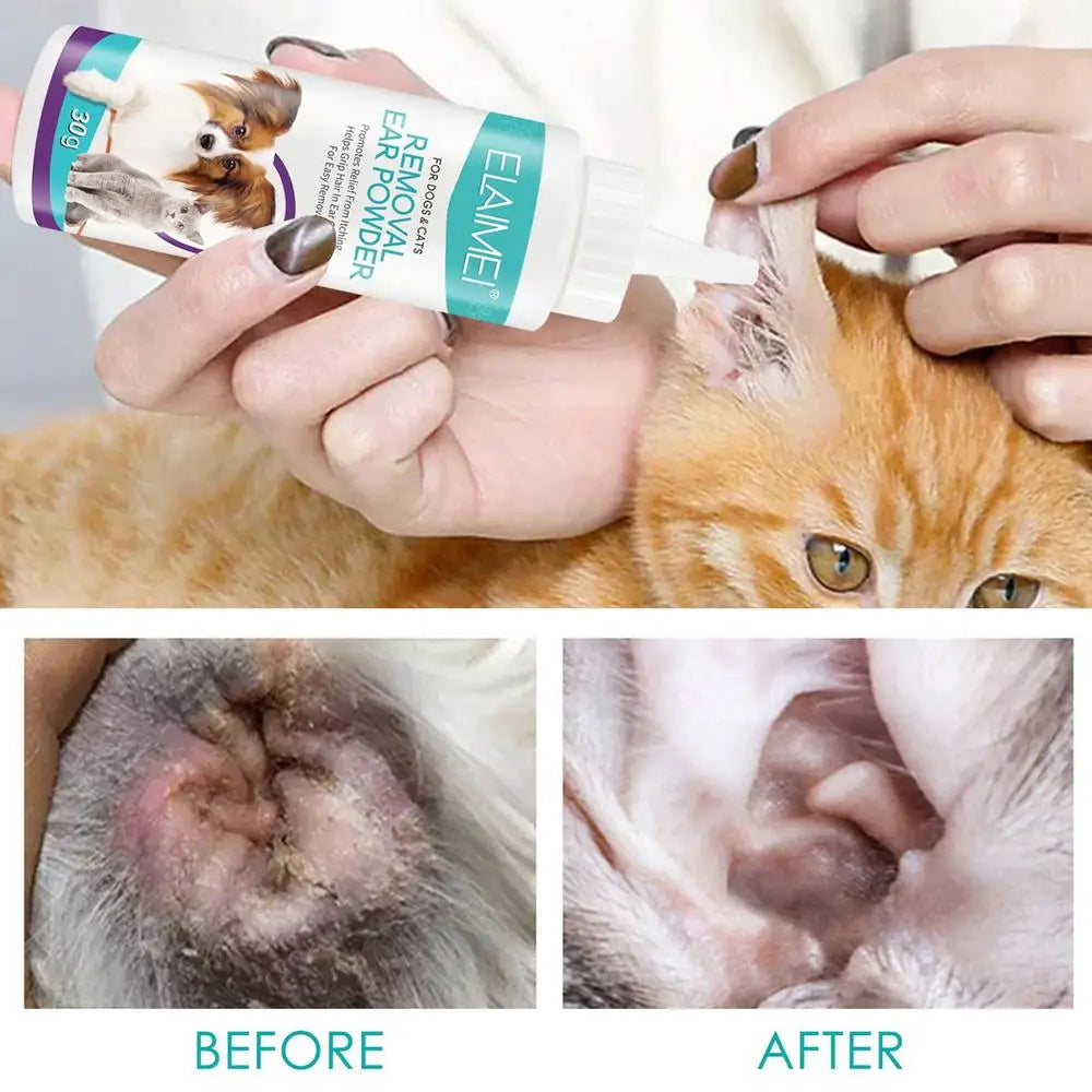 30G Dog Ear Powder Ear Wash Powder Safe Dog Cleaner for Healthy Ears Odor Removal Pet Accessories Ear Cleaner for Rabbits Cats