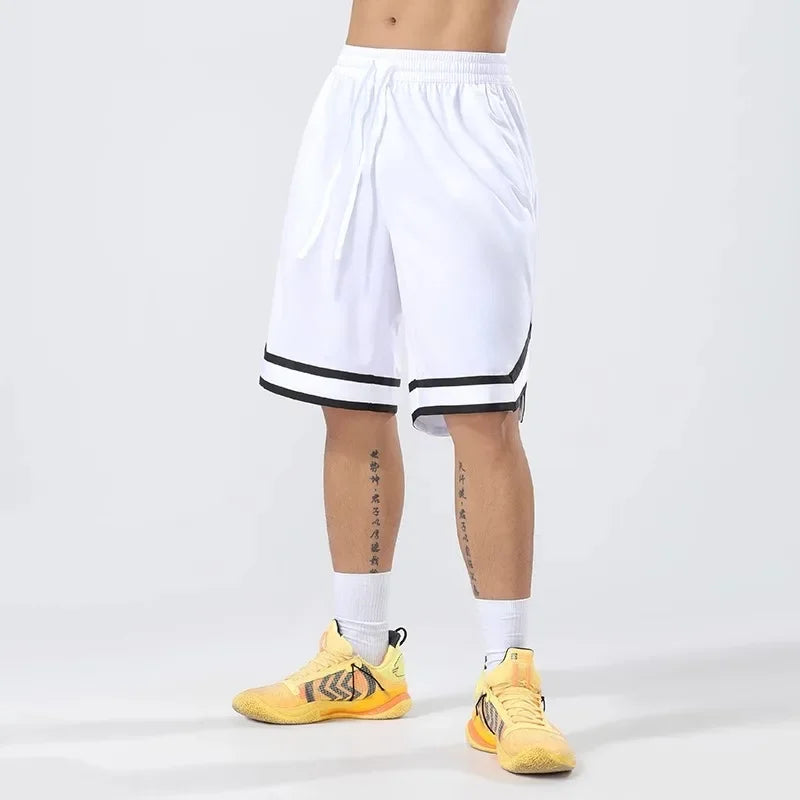 Basketball Pants Sports Running Training Casual Pants Five-point Basketball Shorts Double-sided Zipper Pocket Fitness Men Loose
