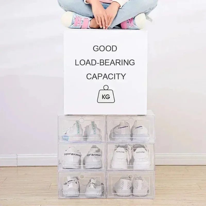 6pcs/set Thickened Drawer Case Plastic Shoe Boxes Transparent Plastic Shoes Case Stackable Box Shoe Organizer Shoe box