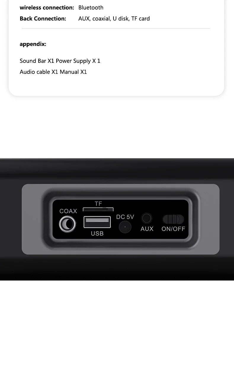 2025 6D surround sound home theater speaker system mobile phone bass wireless Bluetooth speaker long TV soundbar speaker TF/AUX