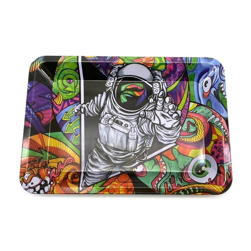 8x12.5cm Metal Tray Rolling Tobacco Container Smoking  Storage Tinplate Cigar Plate Tool Roller Case  Storage Trays