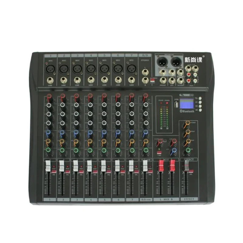 8 Channel Mixer Two-group Bluetooth USB Flash Drive and KTV Reverb Stereo Analog Mixing Consoles Stage Performance