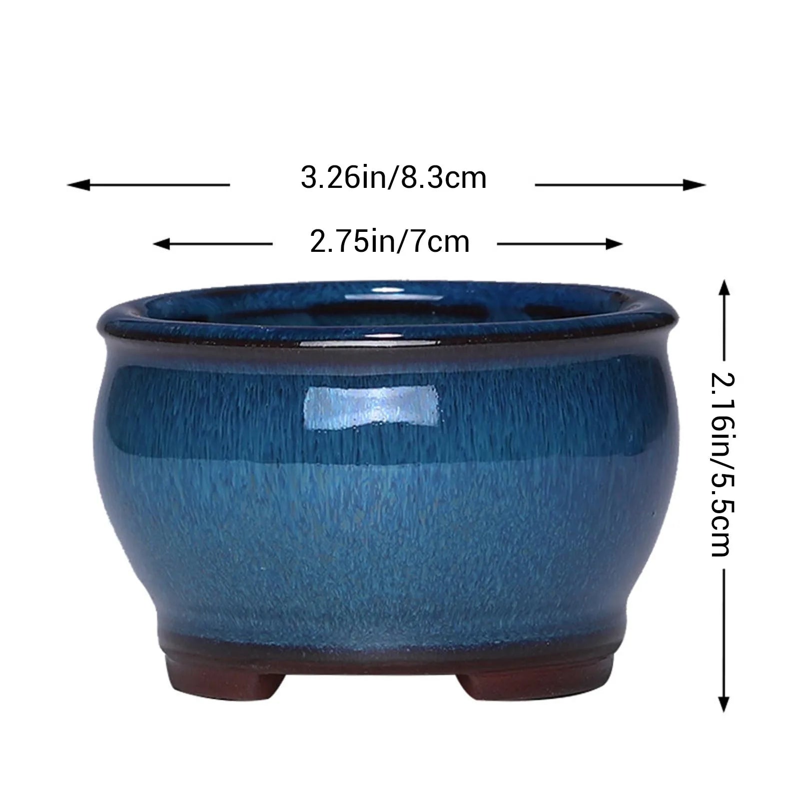 Ceramic Succulent Flower Pot Chinese Style Pottery Bonsai Pots with Drain Hole Purple Sandstone for Desktop Home Decoration