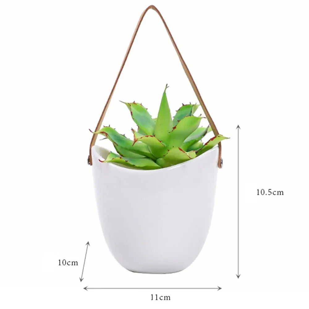 Creative White Wall Hanging Flower Pot Ceramic Thickened Hanging Flower Basket Sturdy Hydroponic Planter Holder Outdoor