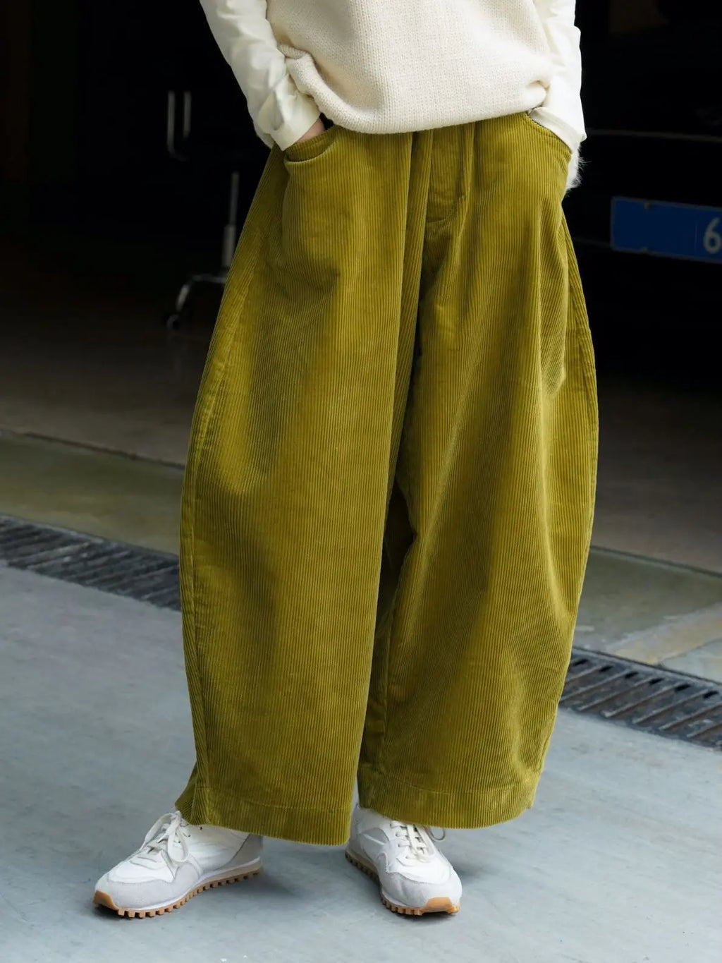 2025 Women Spring Fashion Big Wide Leg Pants Stretch High Waist Corduroy Pants Fashion Clothes 100% Cotton Pants Female Trousers