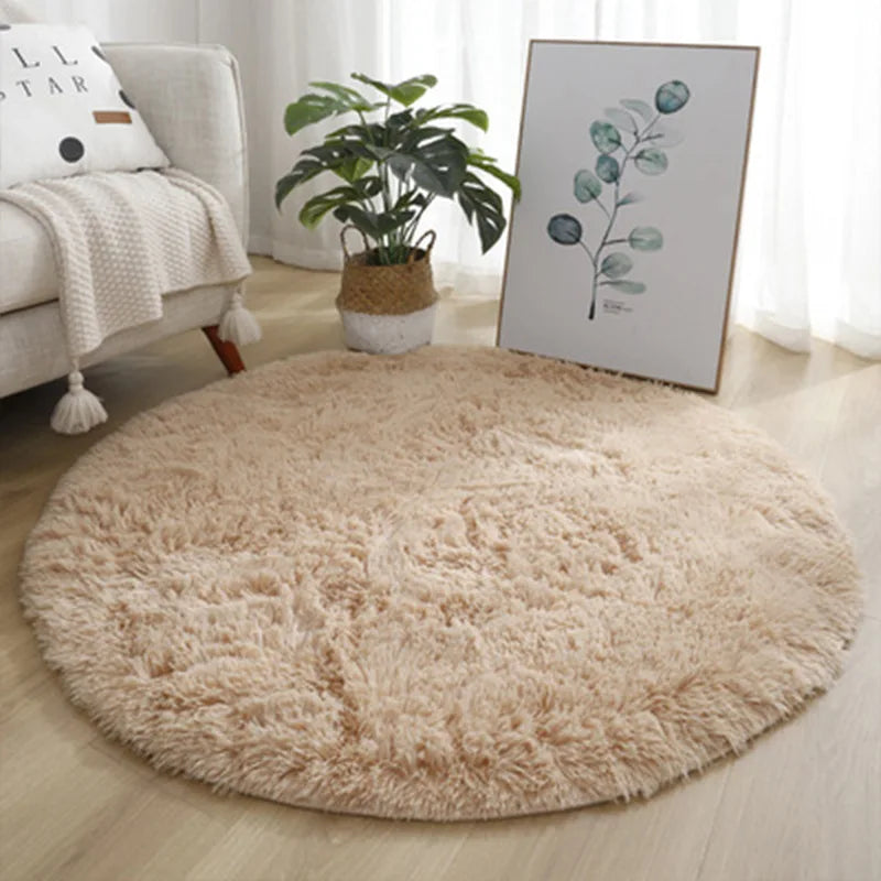 Anti-Slip Rugs Large Shaggy Rug 60/80/100cm Super Soft Round Mat Living Room Bedroom Carpet Multi Color Select For Home Decor