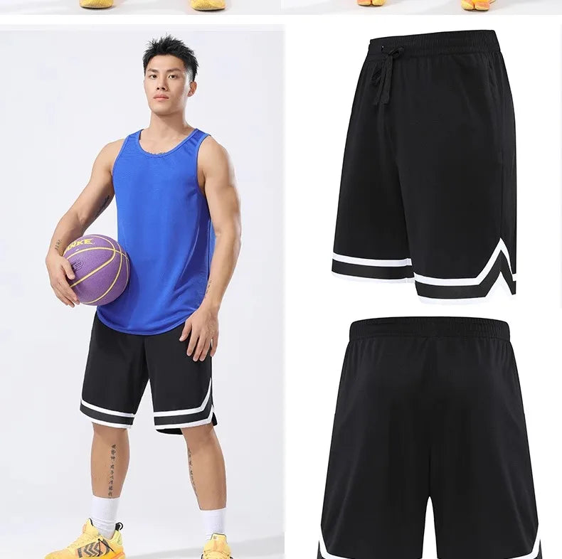 Basketball Pants Sports Running Training Casual Pants Five-point Basketball Shorts Double-sided Zipper Pocket Fitness Men Loose