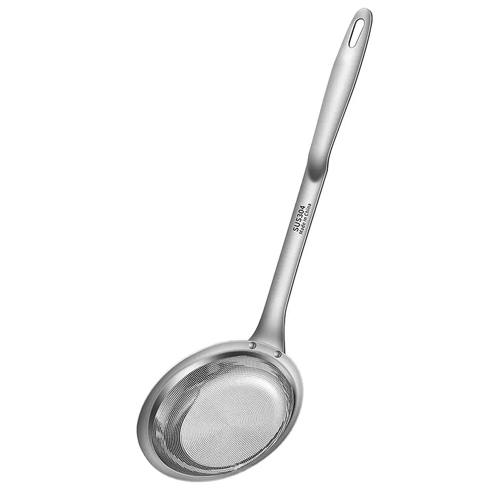 304 Stainless Steel Fat Skimmer Spoon Fine Mesh Grease Foam Removing Oil Dregs Fishing Percolator Fried Food Net Strainer
