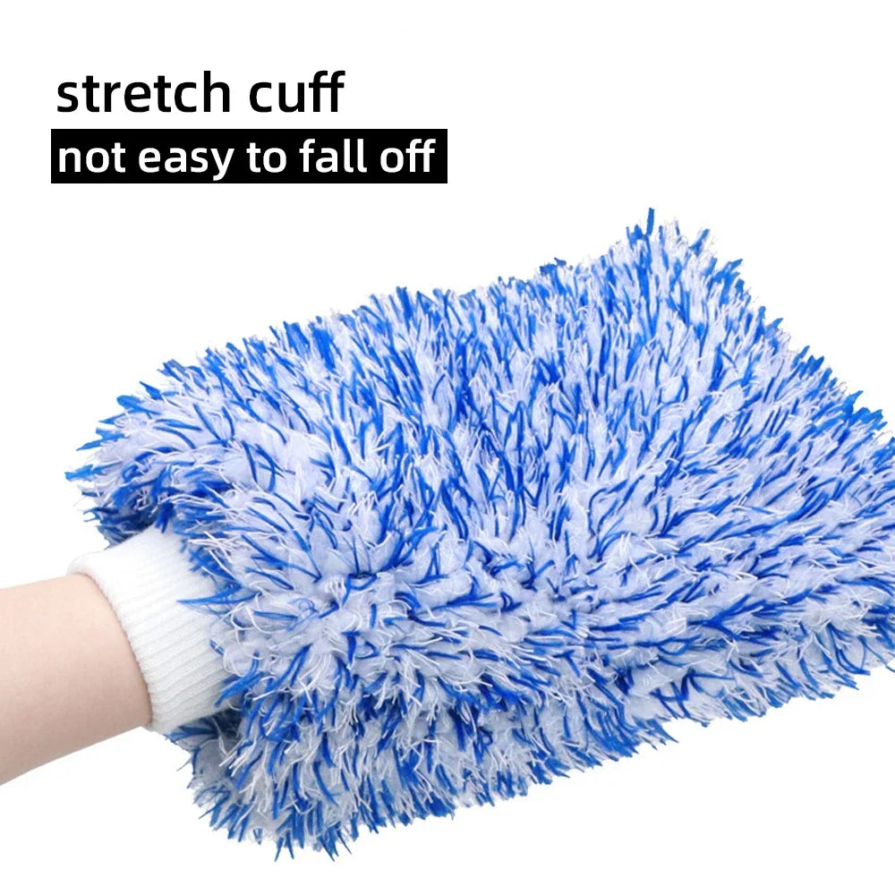Car Washing Gloves Microfiber Strong Water Coral Velvet Cleaning Glove Soft Thickened Dust Removal Clean Tools Car Accessories